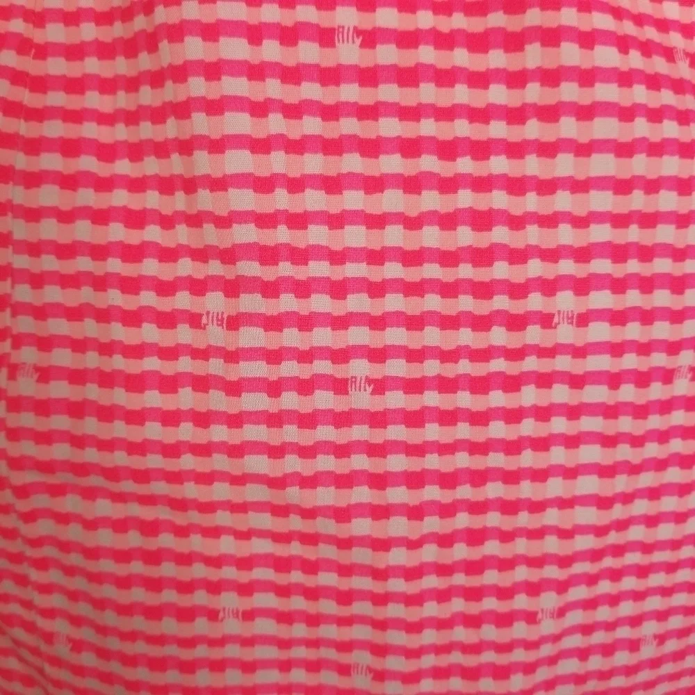 Lilly Pulitzer Lowe Fiesta Pink Pretty Gingham Strapless Peplum Dress Size 4 - Picture 12 of 15